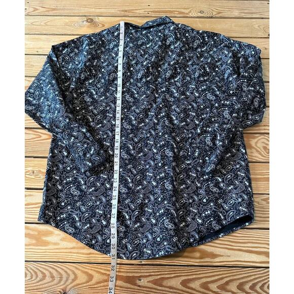 Frank Vintage Paisley Button Up Shirt Size Large Men’s Black Long Sleeve - Picture 6 of 8